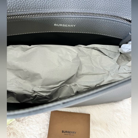 Burberry Grey Embossed Logo Messenger Bag - Picture 14 of 14